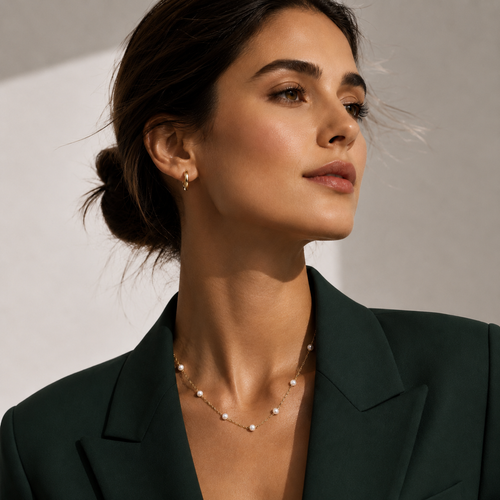 Colier Elegant Placat cu Aur 18K și Perle